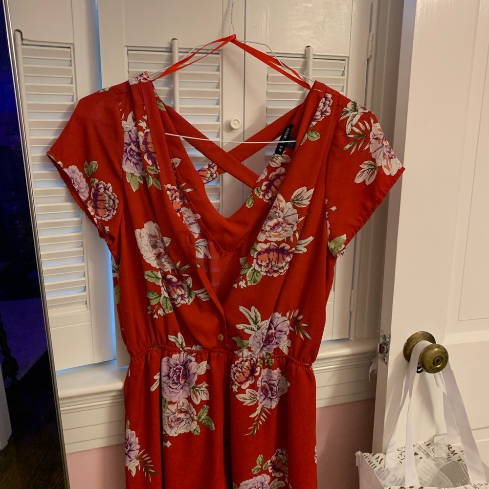 red floral romper